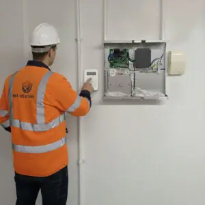 Intruder alarm engineer providing installation and subcontract support on a commercial site